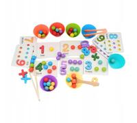 Generisch Montessori - Kit educativo para contar, juguete interactivo de matemáticas con números, cuentas y palillos para niños, material educativo Montessori para la promoción matemática temprana