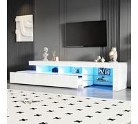 Generisch Mueble de TV blanco brillante con LED para televisores de hasta 75 pulgadas