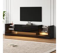 Generisch Mueble de TV con retroiluminación LED de alto brillo de 181 cm de largo - Soporte de TV de diseño moderno para televisores de hasta 80 pulgadas, frontal de cristal, cajones plegables y