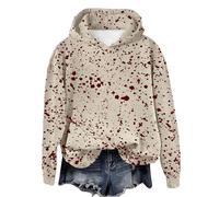 Generisch Mujer 2024 Halloween Otoño e Invierno Blood Hooded Sport Tops Warmer Pulli Damen, caqui, L