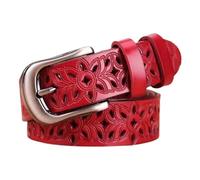 Generisch Mujer Bufanda Cinturón Flores Huecas Cinturón De Cuero Para Pantalones Vaqueros Cinturón Ancho Con Hebilla De Metal Falda Trail Mujer, rojo, M