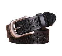 Generisch Mujer Bufanda Cinturón Flores Huecas Cinturón De Cuero Para Pantalones Vaqueros Cinturón Ancho Con Hebilla De Metal Falda Trail Mujer, Negro , L