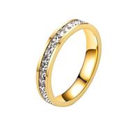 Generisch Mujer de gama alta ligera lujo sin decoloración Oro Rosa Titanio Acero Completo Individual Cuadrado Mujer Joyería Ilustrada De Anillos, A, Metal, Sin piedra preciosa