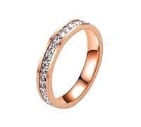Generisch Mujer de gama alta ligera lujo sin decoloración Oro Rosa Titanio Acero Completo Individual Cuadrado Mujer Joyería Ilustrada De Anillos, J, Metal, Sin piedra preciosa