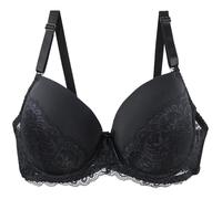 Generisch Mujer Encaje Shaping-Cup Correa de hombro ajustable Sujetador con aros de gran tamaño, Negro , 100B