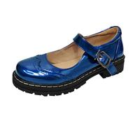 Generisch Mujer Europa y los Estados Frontera Fuentes Boca plana Fondo grueso Hebilla colgante Zapatos individuales Zapatos de cuero Zapatos casuales Zapatos de tirolesa Mujer Negro, azul, 37 EU