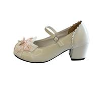 Generisch Mujer Lindo Bowknot Mary Jane Flats Sweet Lolita Estilo Redondo Plataforma Tacones Correa de Tobillo Color Cerrado Strappy Bow Encaje Vestido de Fiesta Zapatos Frescos Zapatos de Pastel