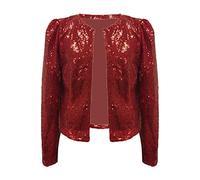 Generisch Mujer Mujer Moda Casual Lentejuelas Lentejuelas Chispeante Chaqueta de Punto 2026, rojo, XXL