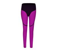 Generisch Mujer Patchwork Color Slim Stitching Sexy Glúteos Melocotón Glúteos Deportes Yoga Nueve Puntos Leggings, Rosa intenso., M