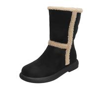 Generisch Mujer Primavera Otoño e Invierno Dos Vías Algodón Diseño Cálido Suela Gruesa Moda Versatile Mid Calf Hombres Negro Plata, Negro , 39 EU