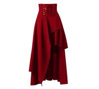 Generisch Mujer Ropa Gótica Algodón Faldas de Encaje Negro, rojo, M