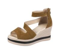 Generisch Mujer Tacón Cuña Cremallera Gruesa Espalda Sandalias Romanas Boca de Pescado Dedos Abiertos Tacón Alto Cómodo Casual Sandalias D Zapatos Mujer Botas, marrón, 38 EU