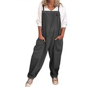 Generisch Mujer Talla Grande Mono Casual Color Sólido Playsuit Con Bolsillos Largo Sin Mangas Pelele Baggy Peto Para Mujeres, gris oscuro, 5XL