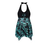 Generisch Mujer Talla Grande Tankini 2 Piezas Estampado Estampado Traje de Baño Color Sólido Traje de Baño Halter Vestido de Baño Pantalones Espalda Descubierta Trajes de Baño Ropa de Playa Deporte