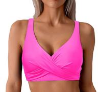 Generisch Mujer Tankini Traje De Baño Top Fruncido Traje De Baño Top Flotante Tank Top Sin Parte Inferior 2026, Rosa intenso., XXL