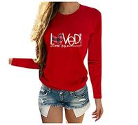 Generisch Mujeres Casual Manga Larga O Cuello Letter Estampado Tops en forma de corazón Amarillo, rojo, 3XL
