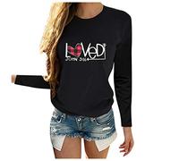 Generisch Mujeres Casual Manga Larga O Cuello Letter Print Tops en forma de corazón 80 años Traje, Negro , XXL