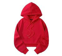 Generisch Mujeres Casual Sólido Suelto Sudadera Correa Split Manga Larga Crop Top Vestido de Manta Mujer, rojo, L