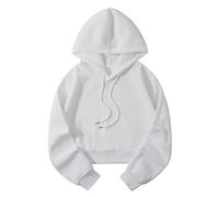Generisch Mujeres Casual Sólido Suelto Sudadera Correa Split Manga Larga Crop Top Vestido de Manta Mujer, Blanco, M