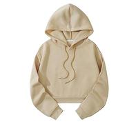 Generisch Mujeres Casual Sólido Suelto Sudadera Correa Split Manga Larga Crop Top Vestido de Manta Mujer, beige, M