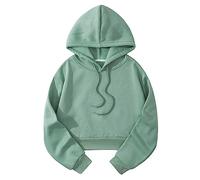 Generisch Mujeres Casual Sólido Suelto Sudadera Correa Split Manga Larga Crop Top Vestido de Manta Mujer, verde, M
