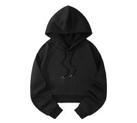 Generisch Mujeres Casual Sólido Suelto Sudadera Correa Split Manga Larga Crop Top Vestido de Manta Mujer, Negro , S