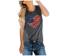 Generisch Mujeres Independence Day cómodo sin mangas elegante y moderno básico Top con cuello redondo ajuste holgado perfecto para ocasiones festivas diarias, gris, L