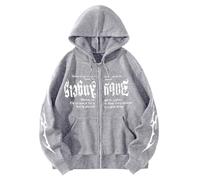 Generisch Mujeres Letra Impresión Sudaderas de Manga Larga Estilo De Gran Tamaño Gótico Hip, Gy1., 3XL