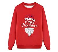 Generisch Mujeres mamá feo Navidad suéter Top familia conjunto Navidad O cuello manga larga sudadera Navidad sudadera estampada, rojo, L
