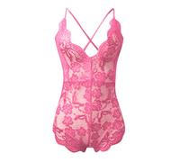 Generisch Mujeres Moda Bobysuit Lencería Juego de rol Disfraces Plaid Mujer Ropa Interior Efecto Seducción, Rosa., S