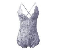 Generisch Mujeres Moda Bobysuit Lencería Juego de rol Disfraces Plaid Mujer Ropa Interior Efecto Seducción, plata, S