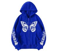 Generisch Mujeres Moda Letra Impresión Sudaderas Estilo De Gran Tamaño Gótico Hip Hop Manga Larga, azul, L