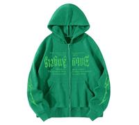 Generisch Mujeres Moda Letra Impresión Sudaderas Estilo De Gran Tamaño Gótico Hip Hop Manga Larga, verde, L