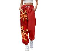 Generisch Mujeres Navidad Largas Elásticas Polainas Copo de Nieve Santa Tree Imprimir Cinturón Diario Casual, dorado, L