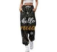 Generisch Mujeres Navidad Largas Elásticas Polainas Copo de Nieve Santa Tree Imprimir Cinturón Diario Casual, Negro , L