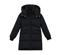 Generisch Mujeres otoño e invierno suelto fino Live Cap Down Cotton Female Winter New In The Long Thickened Warm Knee Chaquetas de Mujer, Negro , 3XL