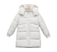Generisch Mujeres otoño e invierno suelto fino Live Cap Down Cotton Female Winter New In The Long Thickened Warm Knee Chaquetas de Mujer, Blanco, L