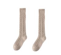 Generisch Mujeres Patrón Pantorrilla Calcetines Mujeres Primavera Larga Avena Color Lana espesada Caliente Medias Altas, café, Talla única