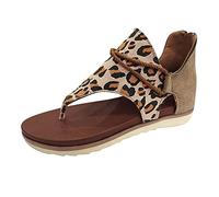 Generisch Mujeres Patrón Playa Zapatos Tacones y Tacones Sandalias Leopardo Cubierta Antideslizante Sandalias de las Mujeres Chanclas, marrón, 42 EU