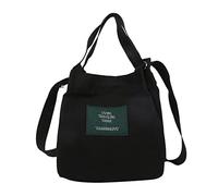 Generisch Mujeres Simple Arte Chicas Lona Fresco Casual Bandolera Bandolera Negro, Negro , talla única