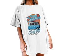 Generisch Mujeres Top Coche Estampado Patrón 2 Divisores Señoras Sexy, Blanco, M