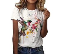 Generisch Mujeres Verano Moda Casual Impreso Manga Corta O Cuello Jersey Tops Señoras Top Brillo, Rosa., M