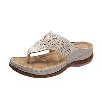 Generisch mulas mujeres ocio transpirable sandalias casuales al aire libre zapatos de moda triples para las mujeres sandalias de las mujeres, beige, 41 EU