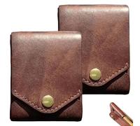 Generisch Multifunctional Compact Wallet, Portable Leather Card Holder Wallet, Slim Minimalist Wallet for Men, Travel-Friendly Front Pocket Wallet with Built-In Pen Slot, marrón, talla única, Retro