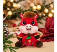 Generisch Muñeca de caballo de peluche - Dios de la riqueza, mascota de la paz, decoración de dibujos animados de Año Nuevo Lunar 2026 | Regalo auspicioso para familia, niño, estudiante, adulto, amigo