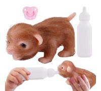 Generisch Muñeca de cachorro, mini lindo animal de silicona con biberón y tetina, lindo juguete de animales para Navidad, Pascua, cumpleaños, decoración del hogar, a partir de 3 años para niñas y