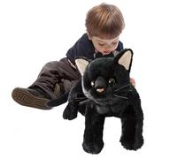 Generisch Muñeca de Gato Negra de Peluche, cojín para Dormir, Peluche de Dibujos Animados, Suave simulación de Gatito, Juguete Decorativo, niños, sofá, guardería