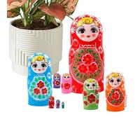 Generisch Muñecas de anidación pintadas a mano - 10 piezas de madera rusa, muñecas educativas para anidar | Ruso para niños, niños, adultos, aprendizaje, juegos, entretenimiento, hogar, escuela, spa