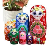 Generisch Muñecas rusas - madera, 12 muñecas de anidación de madera, muñeca de madera de 10 capas, juguete pintado a mano | Muñeca rusa pintada para niños y coleccionistas