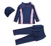 Generisch Musulmán Thobe con sombrero para niñas traje de baño con cobertura completa: camiseta de natación de manga larga y bañador UPF 50+ protección solar para playa y piscina, marine, 14-15 años